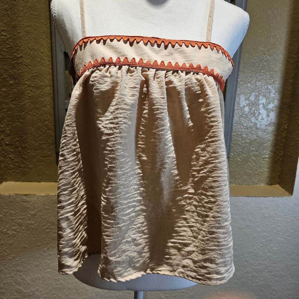 No Comment NWT Size S Satin Cami Tank Boho Coquette Babydoll Softgirl Top Beige - Picture 8 of 14